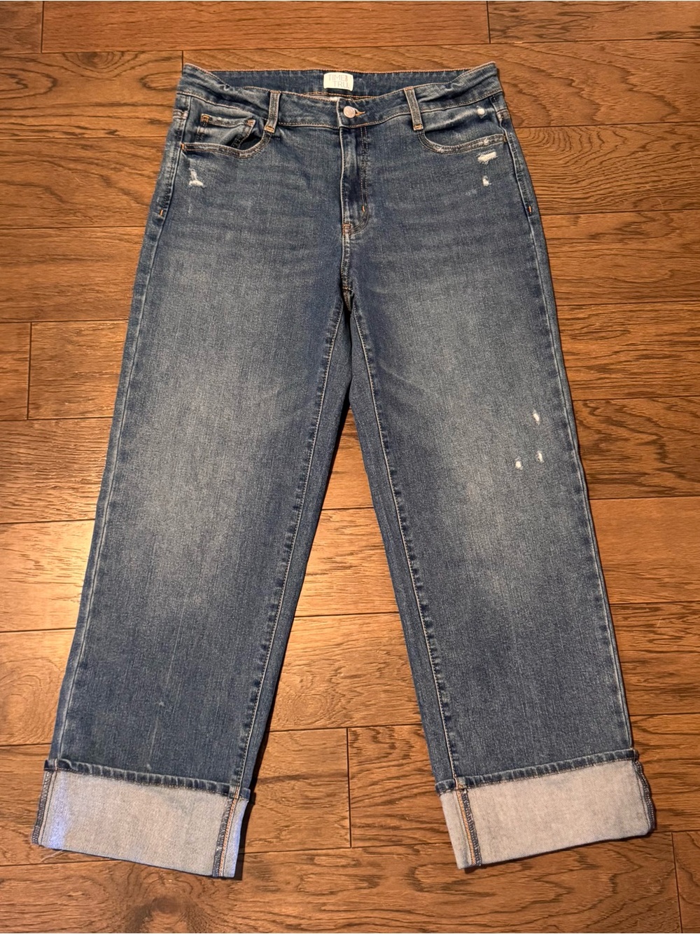 Time and Tru Medium Blue Denim Jeans with cuffed hem
